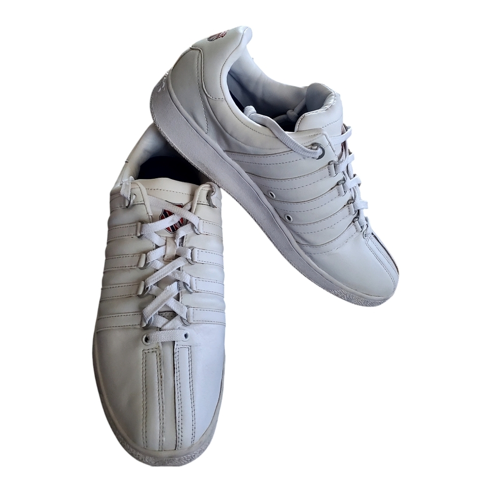 K-Swiss White Low-Top Sneakers with Leather-Like Material Size 13